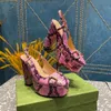 Scarpe décolleté retrò con plateau Sandali da donna classici con tacco alto in vera pelle di design da donna di lusso con stampa pitone di alta qualità