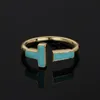 Dubbel T-Shape Band Rings som öppnar Sterling Silver Diamond Ring Fashion Classic Woman Luxury Jewelry