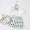 Girl's Dresses Girls Skirt Jk Uniform Skirt New Student Suit Summer Short-Sleeved White Shirt Plaid Pleated Skirt Girl College Wind Skirt