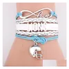 Charm Armband Retro Style Women Infinity Leather Wrap Armband Crystal Angel Wing Cross Drop Delivery 202 DHSUU