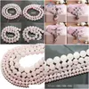 Stone 8mm Natural Rose Pink Quartz Rock Crystal Beads 4/6/8/10/12/14mm Löst passform DIY -armband Halsbandsmycken Maki DH5AV