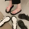 Slippers Flats Slippers Women PU Leather Sandals 2023 Summer Brand Causal Flip Flops Party Dress Open Toe Slides Beach Femme Zapatillas G230328
