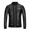 Men's Leather Faux Jacket Skull Embroidered Baseball Collar Western Motorcycle 230328