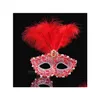 Party Masks Color Premium Leather Feather Mask Masquerade Parties Halloween Carnival Dress Costume Lady Gifts Dhobd