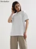 Bornladie da maglietta femminile 2023 Summer 100 Cotton Tshirt Bottoming Basic Lady Solid Lady Short Short Shieve Shirts 230328