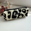 Japanischen Stil Plaid Kosmetiktasche Frauen Leinwand Handtaschen Geldbörse Organizer Bleistift Taschen Lippenstift Tasche Make-Up Tasche Frauen Leopard Tasche 230328