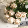 Couronnes De Fleurs Décoratives 5Pcs 51cm Long Bouquet De Branches Belles Roses De Soie Blanches Artificielles De Mariage Maison Table Décor Organiser Faux Flowe