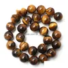 Stone 8Mm Wholesale Natural Beads Yellow Tiger Eye Round Loose For Jewelry Making 15.5 Pick Size 4/6/8/10/12/14 Mm Drop D Dh3I6