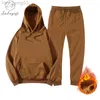 Tracksuits voor heren Men Tracksuit Hoodie Suit broek 2 -delige Oversized gewone winter jogging vrouw sweatshirt sets fleece pullover kleding 2023 NIEUW W0328