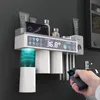 Liquid Soap Dispenser Sikat Gigi Pemegang Kamar Mandi Akesoris Pasta Pemeras Penyimpanan Rak Set Untuk Adsorpsi Magnetik Dengan Cup 230328