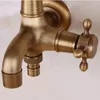 Rubinetti per lavabo da bagno Montaggio a parete in ottone antico Doppio utilizzo Accessori per rubinetti dell'acqua Rubinetti da giardino per esterni Rubinetto decorativo per lavanderia