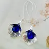 Dangle Earrings Fashion Orchid Bud Blue Crystal Statement Earring Vintage Petal Leaf Zircon Drop For Women Boho Jewelry
