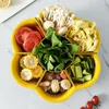 Fruit Vegetable Tools 7 Grids Multifunctional Rotating Drain Basket Strainers Plastic Vegetable Basket Pot Storage Platter Fruit Plate Snack Tray 230328