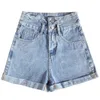Shorts femininos ftlzz primavera verão mulheres azul claro cintura alta jeans soltos shorts streetwear ladies jeans mini zíper A-line shorts 230328