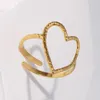 Hollow Big Heart Open Ring Silver Gold Women Cute Heart Finger Rings Gift For Love Girl Girlfriend