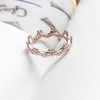 18k Rose Gold Flower Crown Ring för Pandora Authentic Sterling Silver Wedding Designer Jewelry for Women Girl Gift Love Rings med original Box Set