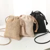 Outdoor Bags Women Ladies Straw Bag Retro Rattan Tote Handbag Woven Summer Beach Shoulder Drawstring Purses City Sport