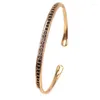 Bangle 2023 Mens Bangles Rose Gold Gold Micro Pave Black CZ Bracelets Open para Men Valentine's Gift