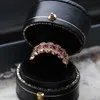 Ring aus 925er-Sterlingsilber, geeignet für europäische und amerikanische Prinzessinnen-Verlobungsringe, rosafarbenes Rubingold Z0327