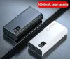 New2023 Power Bank 30000MAHポータブル充電Poverbank携帯電話LEDミラーバックパワーバンク外部バッテリーパックパワーバンク