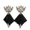 26% OFF Double rhinestone antique brass material high-end feel 925 silver needle earrings female