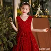 Girl's Dresses Wine Red Sequin Flower Girl Pageant Mermaid Dresses Long Puffy Prom Formal Birthday Party Dress Luxury Evening Shining Ball Gown