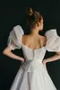Sukienki imprezowe błyszczącego ślubu z puff krótkim rękawem vintage sukienka panny młodej boho suknie księżniczki szatą de Mariee 230328