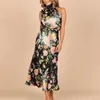 Casual Dresses Fashion Summer For Women 2023 Elegant Tryckt blommor Rayon Tiered Dress Female Beach Party Outfits