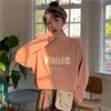 Womens TShirt Hoodie Wanita Berdiri Ritsleting Huruf Dicetak Dipotong Kaus Streetwear Gaya Korea AKTIF Musim Gugur Gadis Muda Kasual Baru Seharihari 230328