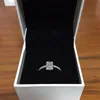 Anello Halo quadrato in oro rosa 18 carati per Pandora Gioielli in argento sterling 925 di design per matrimoni per le donne Fidanzata GIft CZ Diamond love Rings con scatola al dettaglio originale