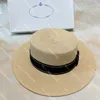 8 Colors Designer Beach Caps Ribbon Woven Straw Hats Sunshade Basin Hat For Men Women