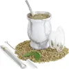 Weingläser Yerba Mate NaturkürbisTeetassen-Set mit Deckel Original traditionell 230ML | Enthält 2 Bombillas Yerba-Strohhalme 230327