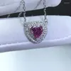 Chains 1ct Heart-shaped Pink Moissanite Pendant 6.5 6.5mm Passed Test 925 Sterling Silver Girl Birthday Party Luxury Clavicle Chain