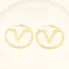 Mode Hoep oorbellen Stud Damesontwerper Sieraden Big Circle Simple Earring For Woman Brand V Letter Oorbellen