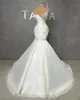 2023 Robes De Mariée Sirène Robe De Mariée Perles Perlées Bretelles Spaghetti Balayage Train Volants Sur Mesure Vestidos De Novia Plus La Taille