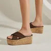 Tofflor 2023 Summer Thong Flip Flops Platform Beach Sandals Women Shoes High Heeled Wedges Outdoor Slides Comfy Non Slip
