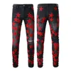 Black Ripped Designer Jeans Skinny Mens Fit Distressed Torn for Man Rip Pants Damaged Patchwork Long Zipper Distress Destroyed Denim Youth Slim Straight Hole