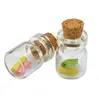 Flacons en liège en verre transparent avec bouchons en bois/Message mariages souhait bijoux faveurs de fête bouteille Tube 0.5ML 10X18X5MM