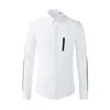 Camicie casual da uomo Minglu Nero Bianco Abito da sera a maniche lunghe in cotone di lusso da uomo Tasca sul petto Uomo sottile 3xl