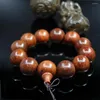 Strand Natural Red Wood Beads Bracelet Tibetan Buddhist Mala Buddha Charm Rosary Yoga Wooden For Women Men Jewelry