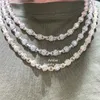 Hip Hop Round Bead 3D Design Chains Men Necklace Moissanite Diamond VVS إعداد اليد 925 الفضة الاسترليني