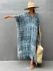 Costumi da bagno da donna 2023 Bohemian Striped Print Women Beach Dress Costume da bagno Cover Up Summer Tunica per donna Beachwear Robe de plage Kaftan Q1218 230328