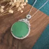 Colares pendentes Vintage Vintage Natural Imperial Green Jade S925 Colar de prata Luz feminina Luxury Jóia Pedapa de Jóia