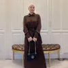 Ethnic Clothing Wepbel Lace-up Shirt Tops Muslim Dress Sets Women 2 Piece Islam Outfits Dubai Top Big Swing Skirts Islamic