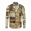 2023 Fashion Designer Slim Shirt for Men 3D Medusa Black Gold Floral Print Men's Dress Long Sleeve Business Casual Shirts