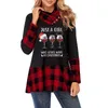 Felpe con cappuccio da donna Felpe autunno e inverno Donna Casual Plaid natalizio Camicie stampate Manica lunga Collo alto Camicetta Camicetta Cappuccio