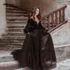 Feestjurken lakshmigown zwarte dres gezwollen bruiloftjurken met lange mouwen vestido longo festa sweetheart kralen gothic bruid 230328