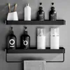 Bathroom Shelves Bathroom Shelf No Drill Organizer Shower Storage Rack Black Corner Shelves Wall Mounted Aluminum Toilet Shampoo Holder 230327