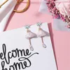 Dangle Earrings & Chandelier Temperament Sweet Bow Long Tassel Korea Wild Heart Pearl Pink Lace Flowers Women Jewelry Gift