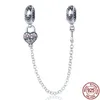 925 Sterling Silver Security Chain Dangle Charm Koraliki odpowiednie do prymitywnej bransoletki Pandora Charm DIY Damskie Akcesoria biżuterii Bezpłatna dostawa